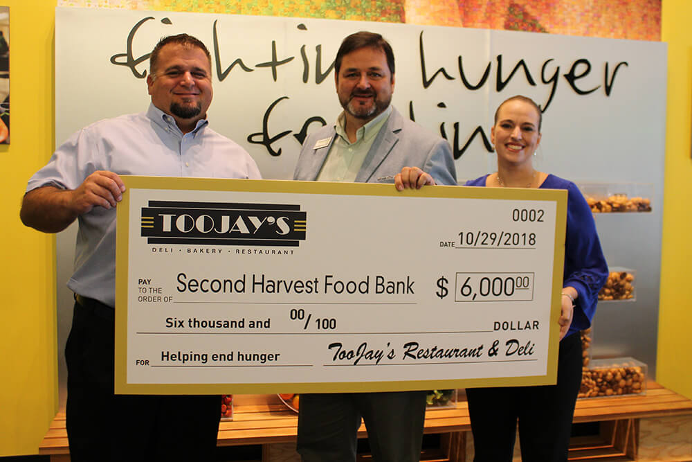 TooJay's Donates $6,000 to Second Harvest Food Bank of ...