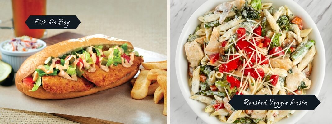 Fish Po Boy - Roasted Veggie Pasta