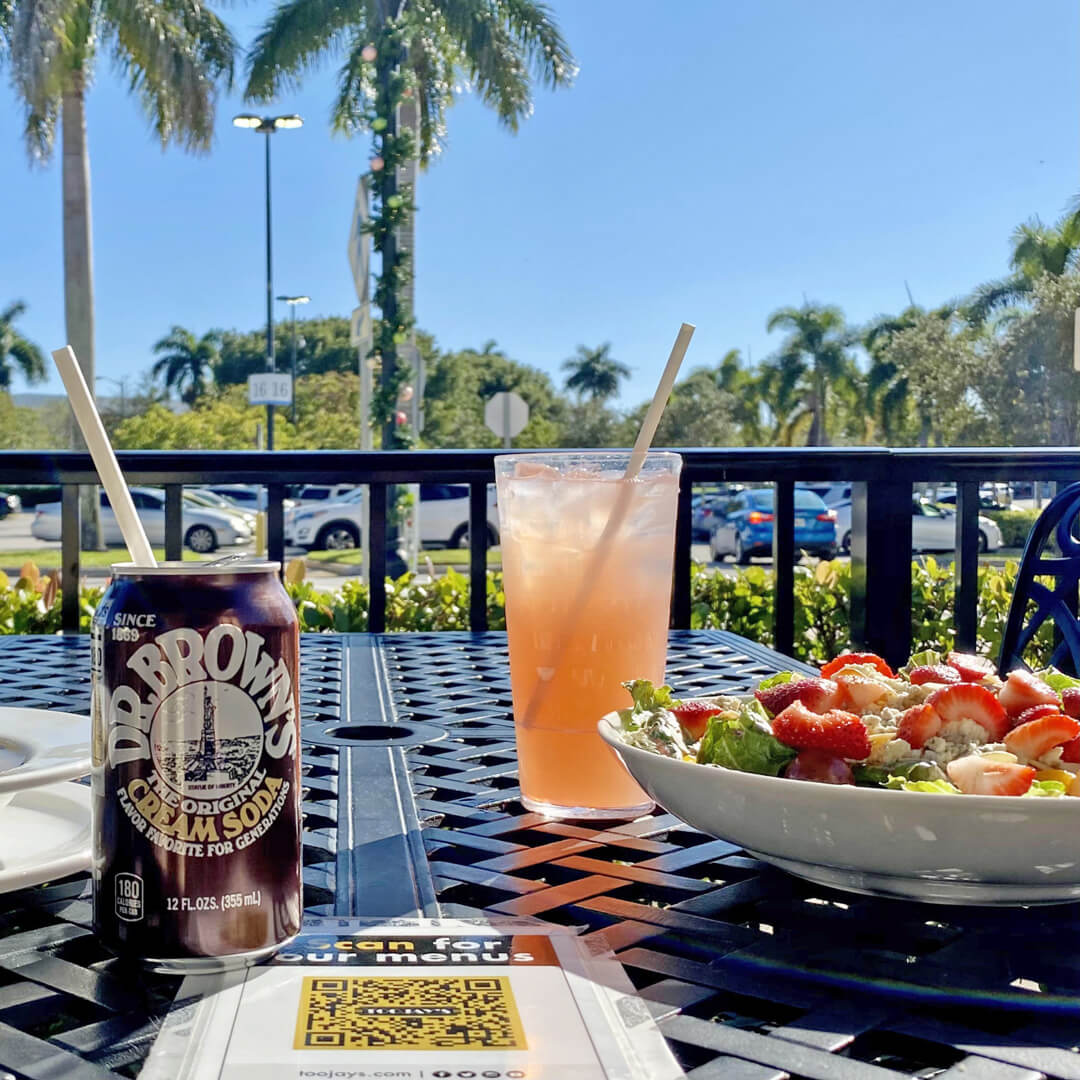 Outdoor Patio Dining with drinks and food