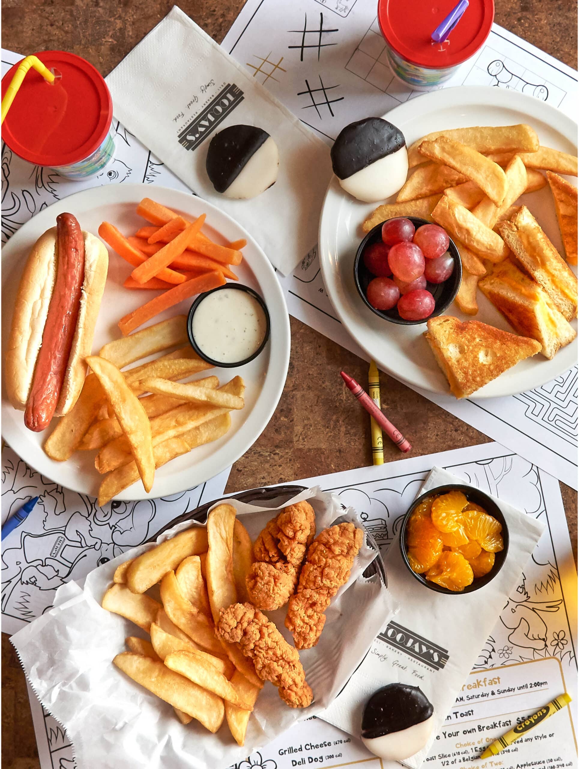 Toojay's Kid's Menu Food Spread